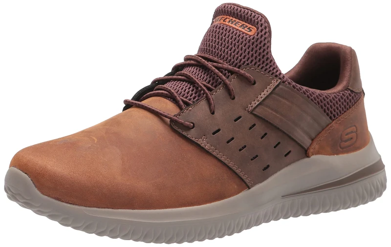 Skechers USA Men's Men's Delson 3.0-Ezra Leather Bungee Lace Slip On Sneaker, CDB, 8.5 X-Wide