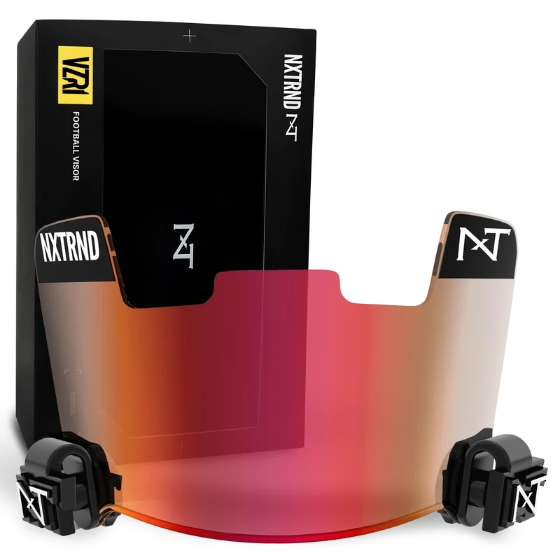 Nxtrnd VZR1 Football Visor, Flat Lens Technology, Fits Adult & Youth Football Helmets (Clear Red)