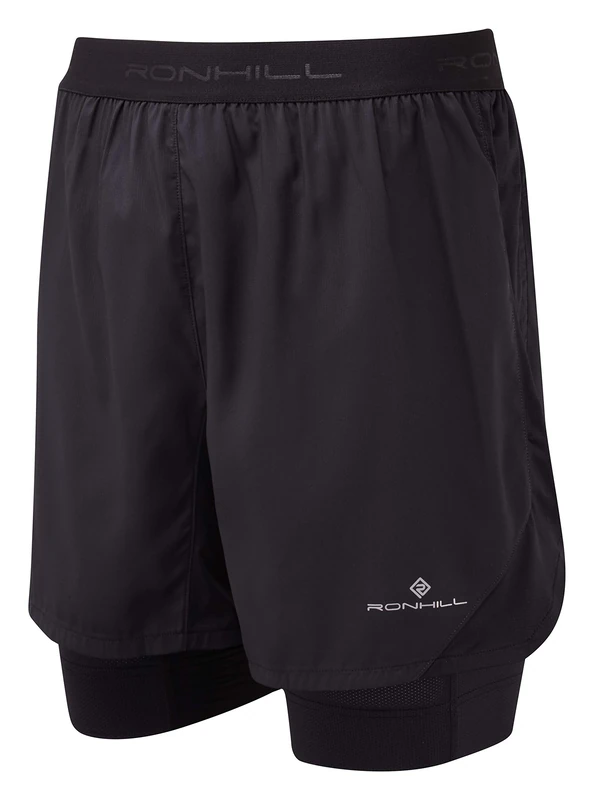 Ronhill, Men's Tech Revive 5" Twin Short, All Black, L