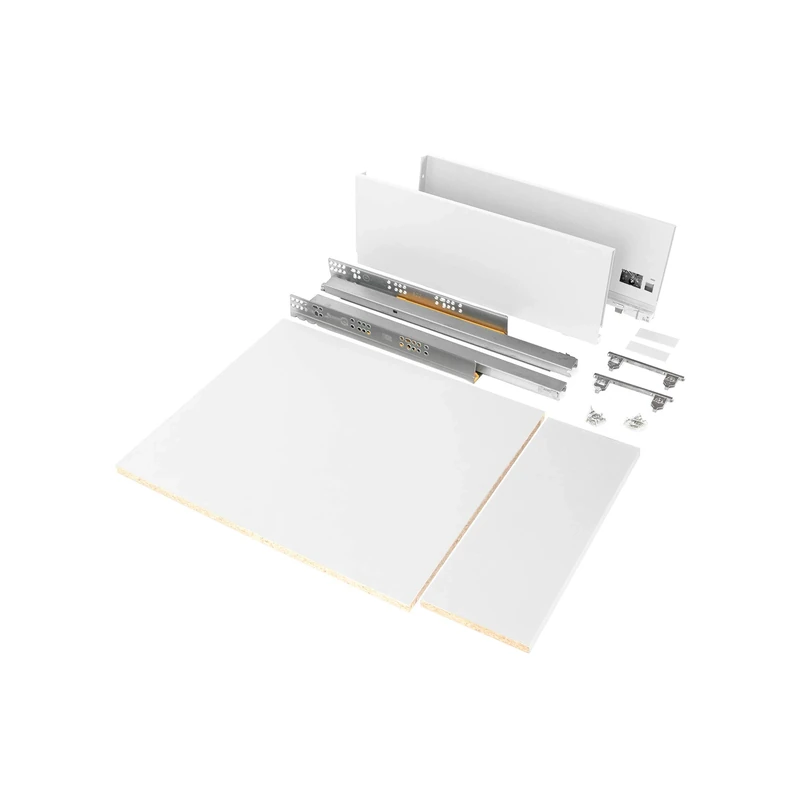 Emuca - Drawer Kit for Kitchen or Bathroom with Included Boards and Total Extraction Slides with Soft Closing, 93mm (3,6 inch) Height for 900mm (35,4 inch) Module and 500mm (19,7 inch) Depth, White.