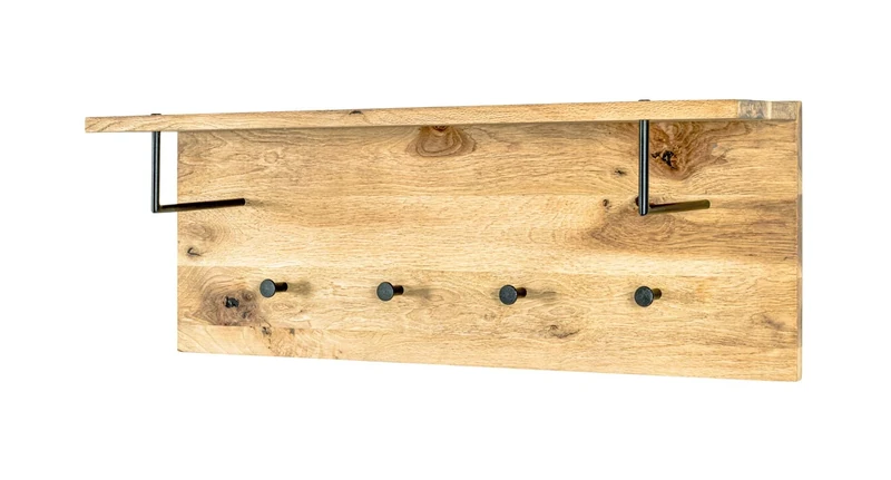 HAKU Möbel Wardrobe Oak Oiled, Black, Solid Wood, Metal - Size: W 80 cm X H 30 cm X D 20 cm, Style: Modern