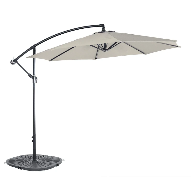 Azuma 3M Garden Parasol Banana Cantilever Sun Shade 8 Panel Umbrella Bistro Style - Silver