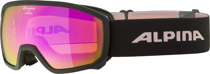 ALPINA Unisex - Children, SCARABEO JR. Q-LITE ski goggles, black-rose, One Size