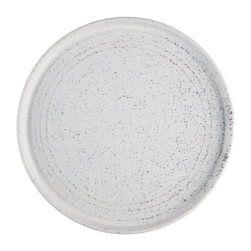 Olympia Cavolo Flat Round Plates White Speckle 270mm (4 Pack) - Porcelain Dinnerware Set, Oven and Dishwasher Safe FD904
