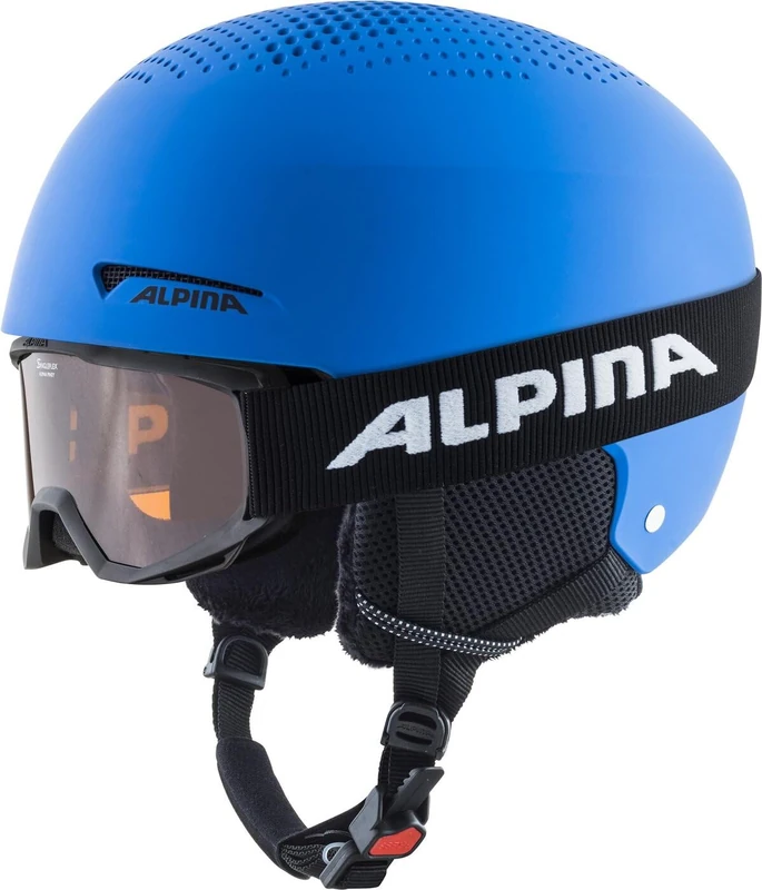 ALPINA Unisex - Children, ZUPO SET (+PINEY) ski helmet, blue matt, 51-55 cm