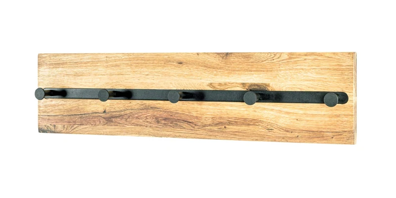 HAKU Möbel Wardrobe Oak Oiled, Black, Solid Wood, Metal - Size: W 60 cm X H 15 cm X D 6 cm, Style: Modern