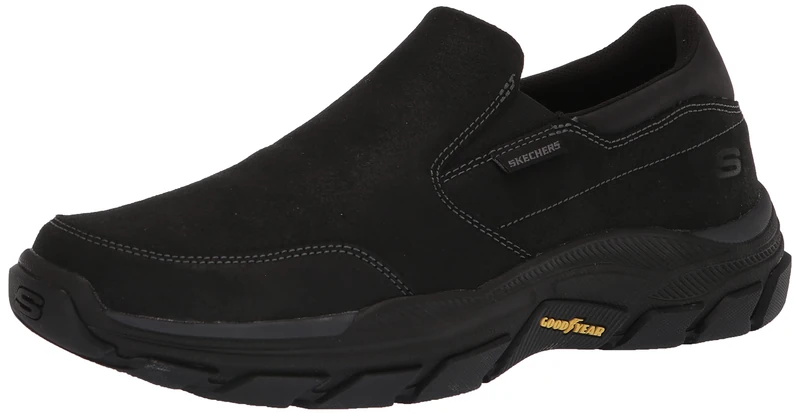 Skechers Mens Respected Calum Sneaker, Black Leather W Synthetic, 9.5 UK