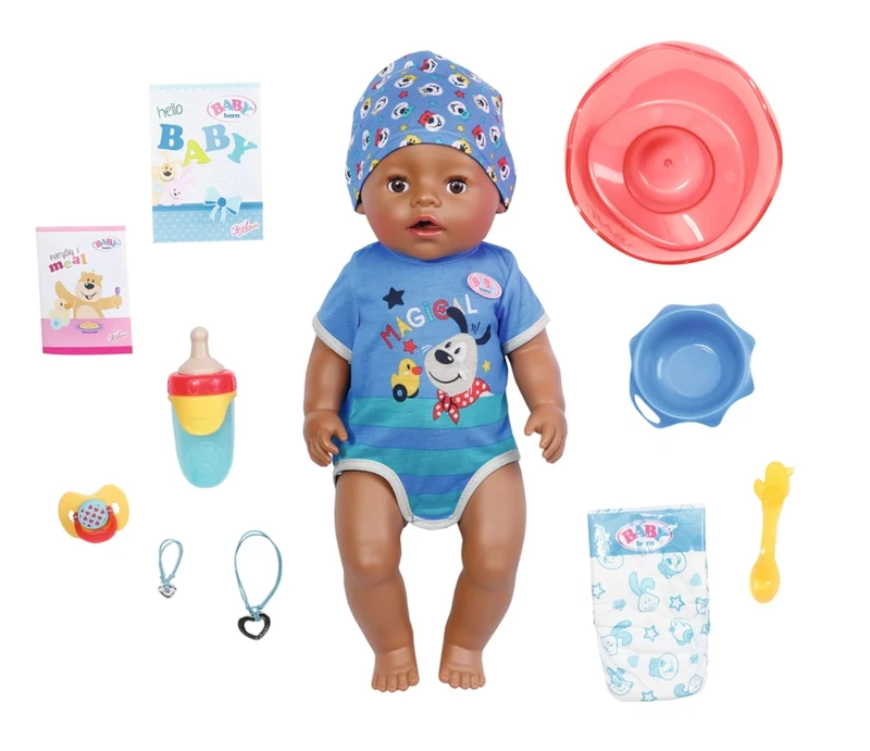 BABY born Magic Boy Doll 43cm - Easy for Small Hands, Creative Play Promotes Empathy & Social Skills - For Toddlers 3 Years & Up - Includes Outfit & 10 Accessories,Red