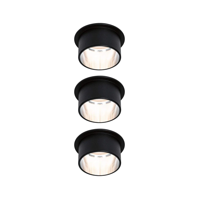 Paulmann 93383 LED recessed luminaire Gil 3-Step-Dim Round incl. 3 x 6 Watt dimmable Black matt Iron Brushed recessed Spotlight Aluminium spot 2700 K Coin