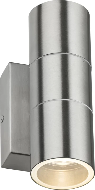 Single GU10 Outdoor Up and Down Wall Light with Daylight Sensor in Brushed Chrome