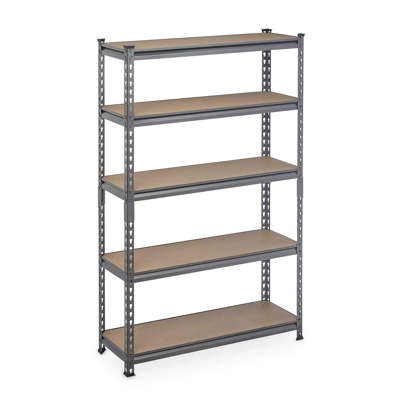 Relaxdays Heavy Duty Shelving Unit H x W x D: 153 x 91 x 30.5 cm, Load Capacity: 1800 kg, 5 Levels, for Plugging, Basement & Garage, Steel, Grey