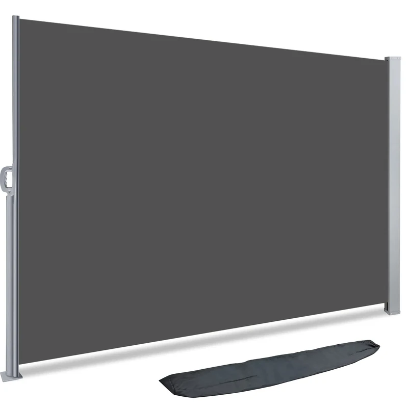 VOUNOT® Side Awning Retractable, Outdoor Privacy Screen for Garden, Balcony, Terrace, 140 x 300 cm, Grey