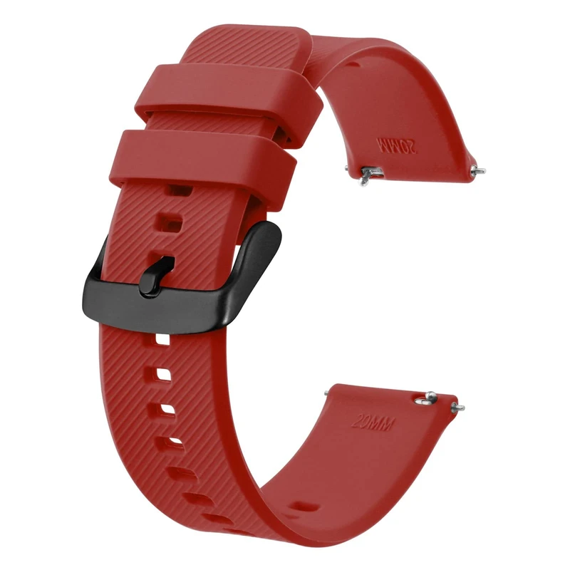 BISONSTRAP Watch Strap 19mm, Quick Release Silicone Watch Bands for Men Women (Wine Red, Black Buckle)