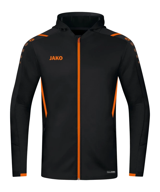 JAKO Challenge Men's Tracksuit Jacket with Hood Black/Neon Orange