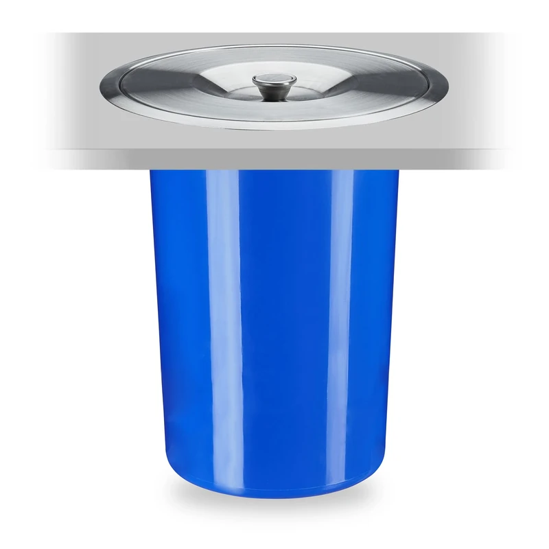 Relaxdays Rubbish Bin, Waste Container, Countertop Waste Paper Basket, Under Desk, HxD 30x26.5 cm, Stainless Steel, Blue
