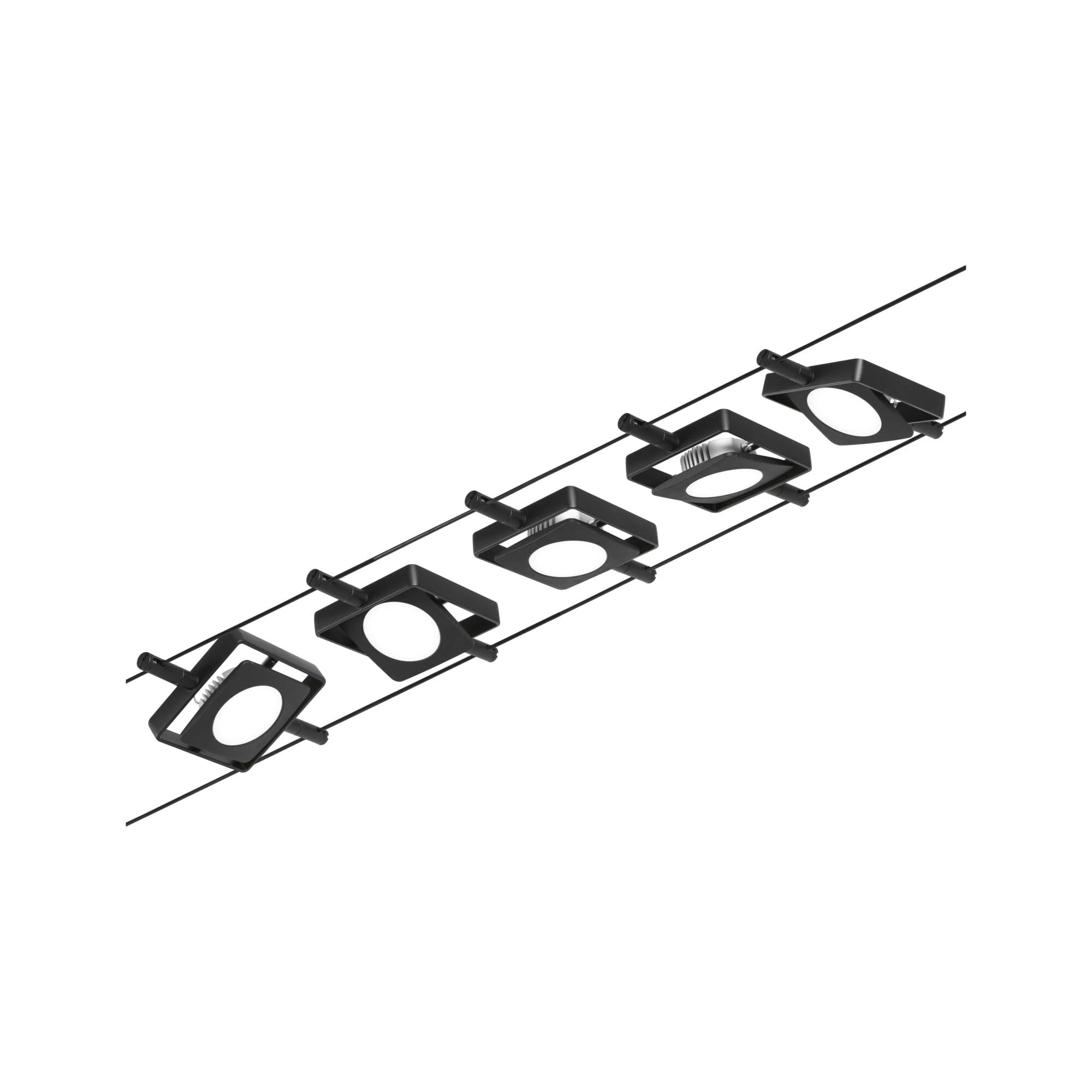 Paulmann 94424 LED Cable System Set MacLED DC incl. 5 x 4.5 Watt Expandable Black Matt Chrome Wire Rope Metal 3000 K