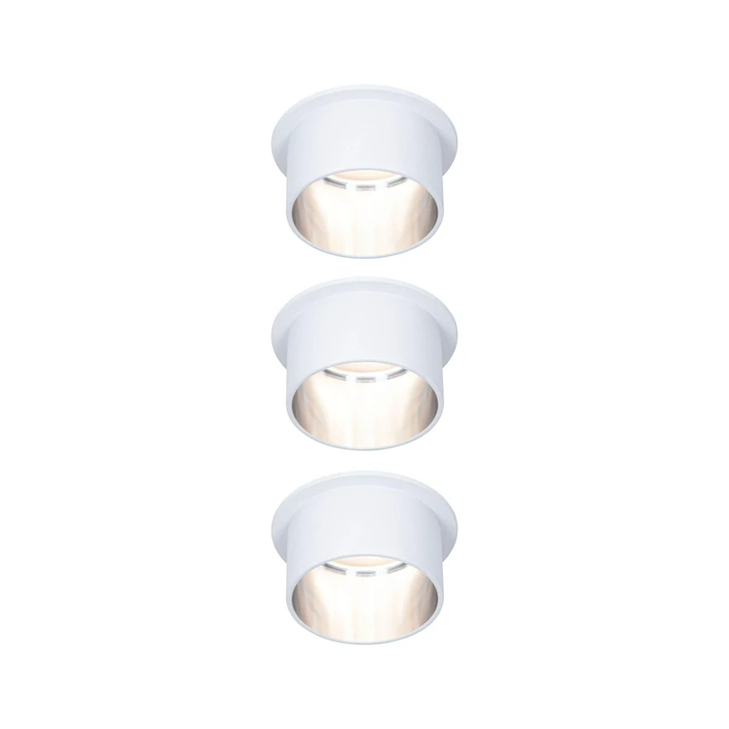 Paulmann 93385 LED recessed luminaire Gil 3-Step-Dim Round incl. 3 x 6 Watt dimmable White matt Iron Brushed recessed Spotlight Aluminium spot 2700 K Coin