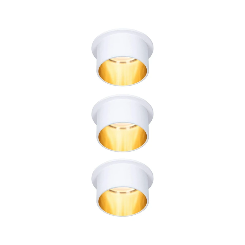 Paulmann 93381 LED recessed luminaire Gil 3-Step-Dim Round incl. 3 x 6 Watt dimmable White matt Gold recessed Spotlight Aluminium spot 2700 K Coin