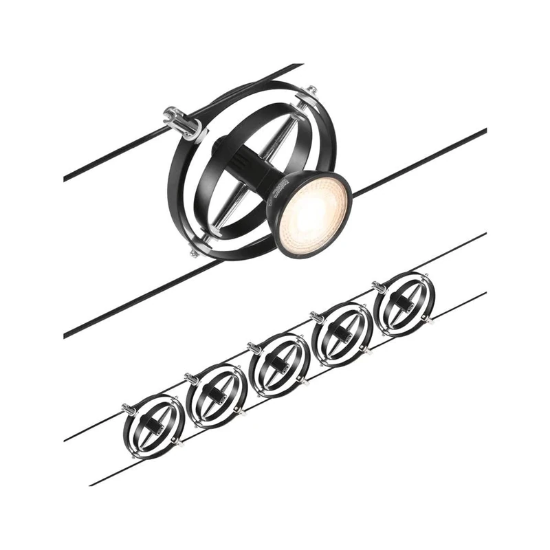 Paulmann 94440 CorDuo Lighting Set - Cardan DC, Max 5 x 10 Watt Extendable Wire Cable System Matt Black Plastic GU5.3 Wire System