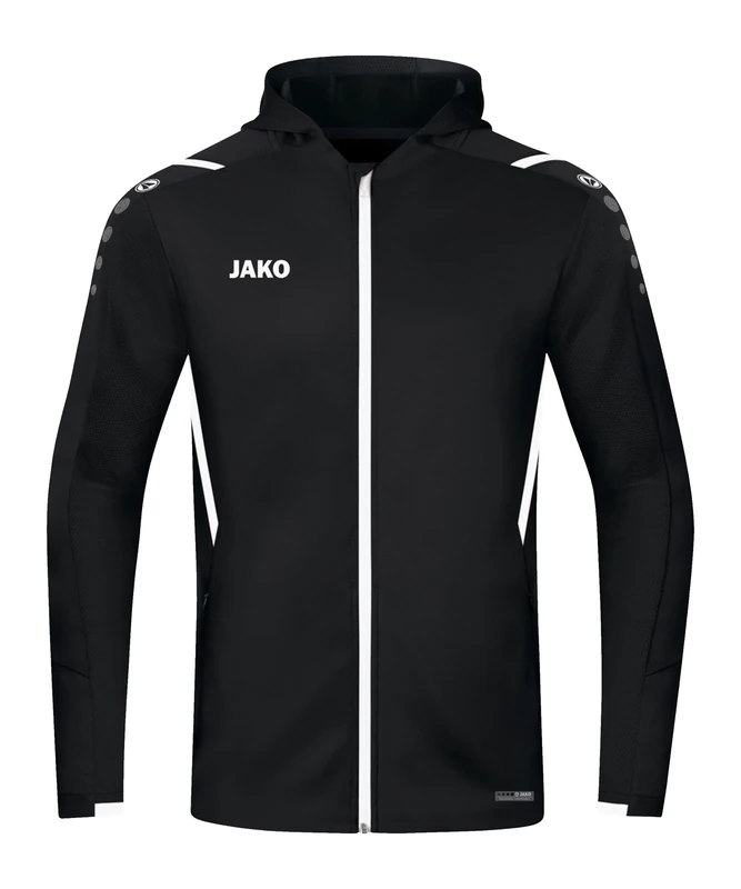 JAKO Men's Challenge Training Jacket with Hood, Black/White, L