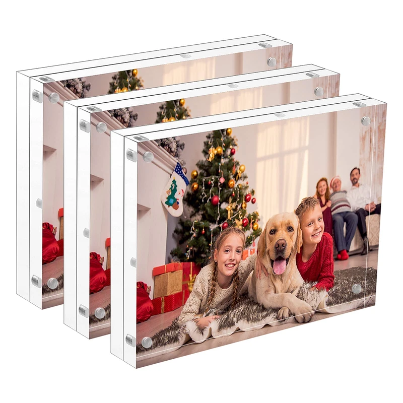 NIUBEE 8x10 Acrylic Picture Frames 3 Pack, Clear Tabletop Double Sided Magnetic Photo Frames