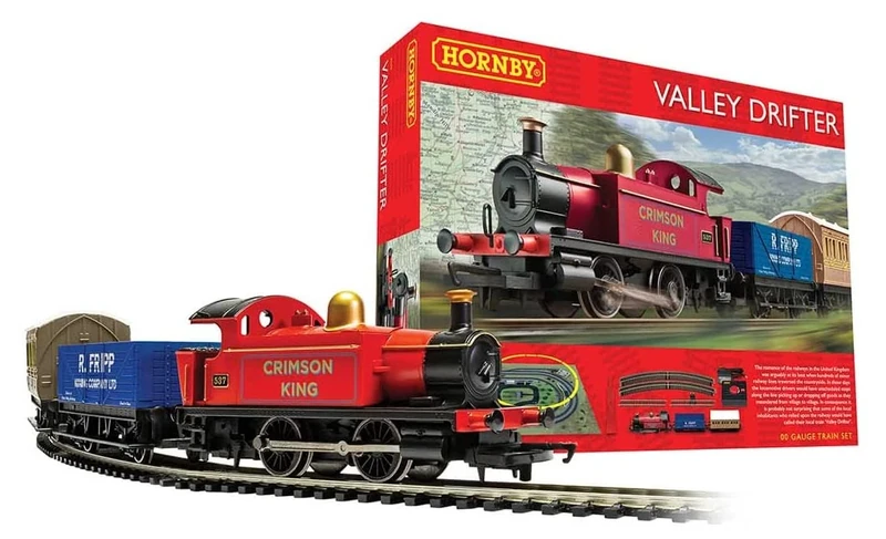 Hornby R1270M Valley Drifter Train Set - Analogue OO Gauge Model Railway, Includes: 1x 0-4-0 Steam Locomotive, Open Wagon, 4 wheel Coach & Track - Starter Electric Model Train Sets - 1:76 Scale