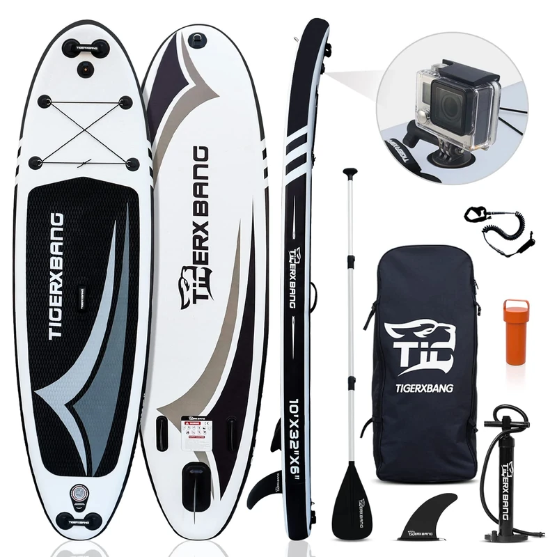 TIGERXBANG Blade Stand Up Paddle Boarding SUP Board |10"x32"x6" | ISUP with Camera Mount Complete Accessories Kit for Adults/Kids-Blackk