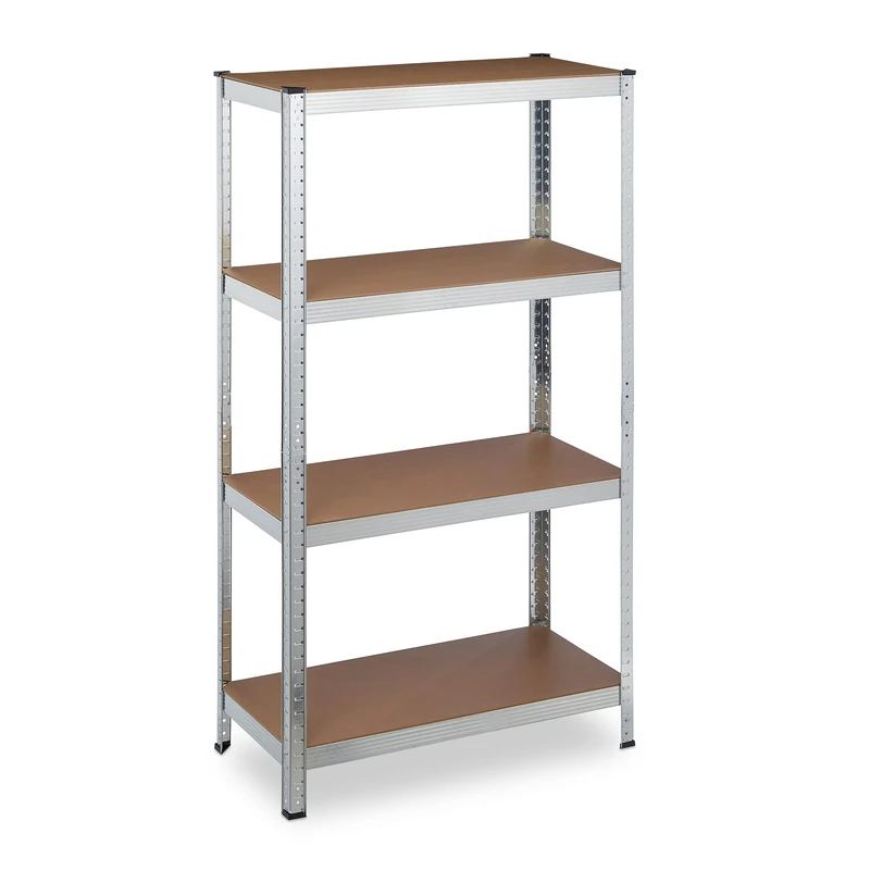 Relaxdays Heavy Duty Shelving Unit, Galvanised Steel, Max. Load 280 kg, 157x80x40 cm, 4 Shelves, Garage Storage, Silver