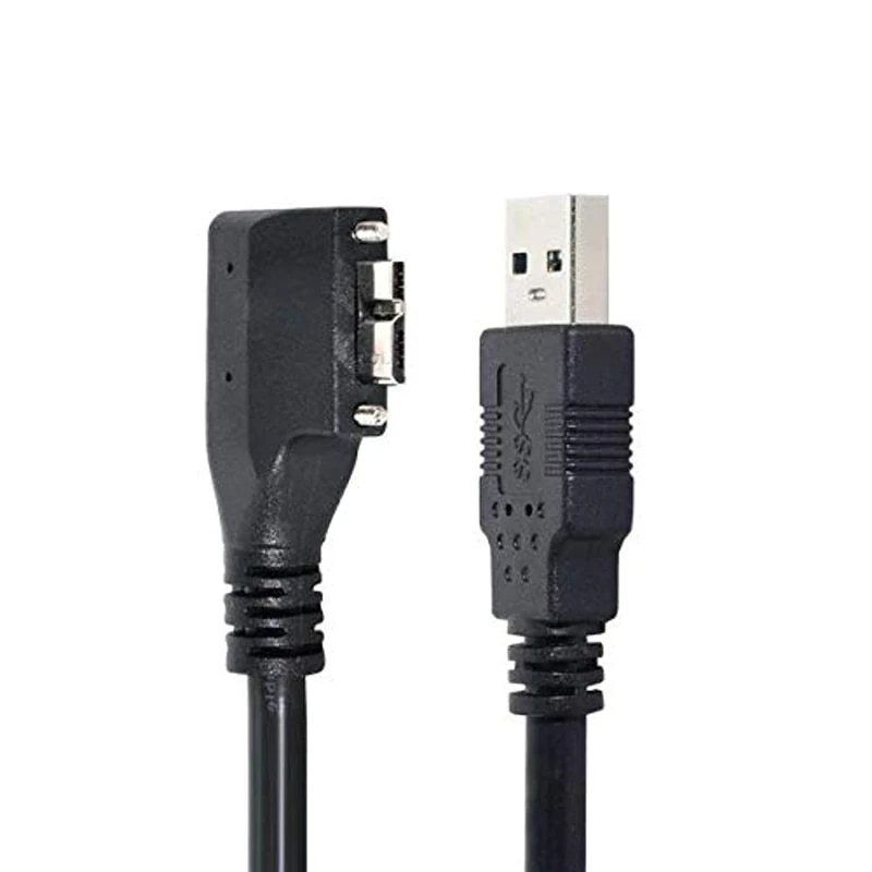 System-S USB 3.0 Cable 5 m Type A Male to Micro B Male Angled Screw in Black - Image 1