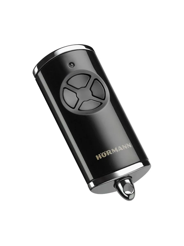 Hörmann HSE 4 BS 4511573 Hand-Held Transmitter (Frequency 868 MHz, High-Gloss Anthracite, Garage Door Drive with Chrome Caps, Batteries, Dimensions 28 x 70 x 14 mm, Includes Keyring)