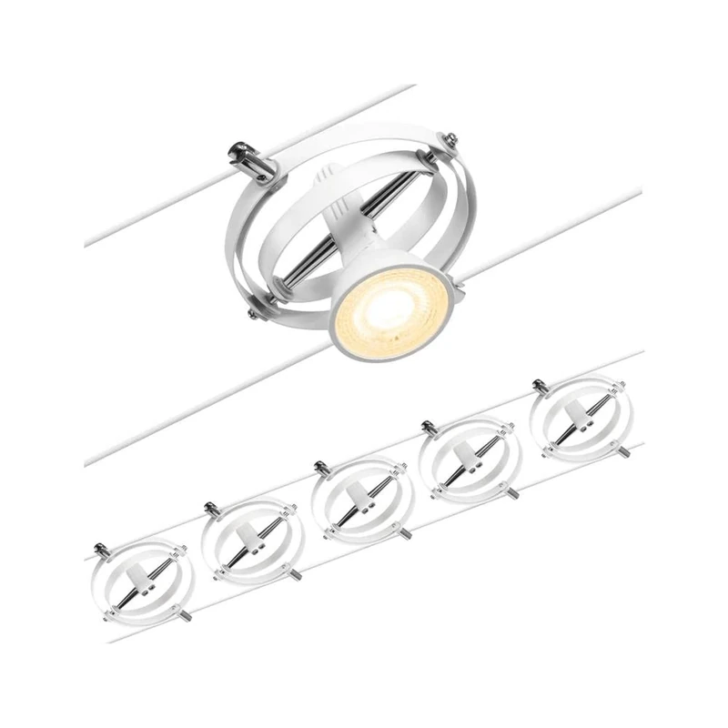 Paulmann 94438 CorDuo Lighting Set - Cardan DC, Max 5 x 10 Watt Extendable Wire Cable System Matt White Plastic GU5.3