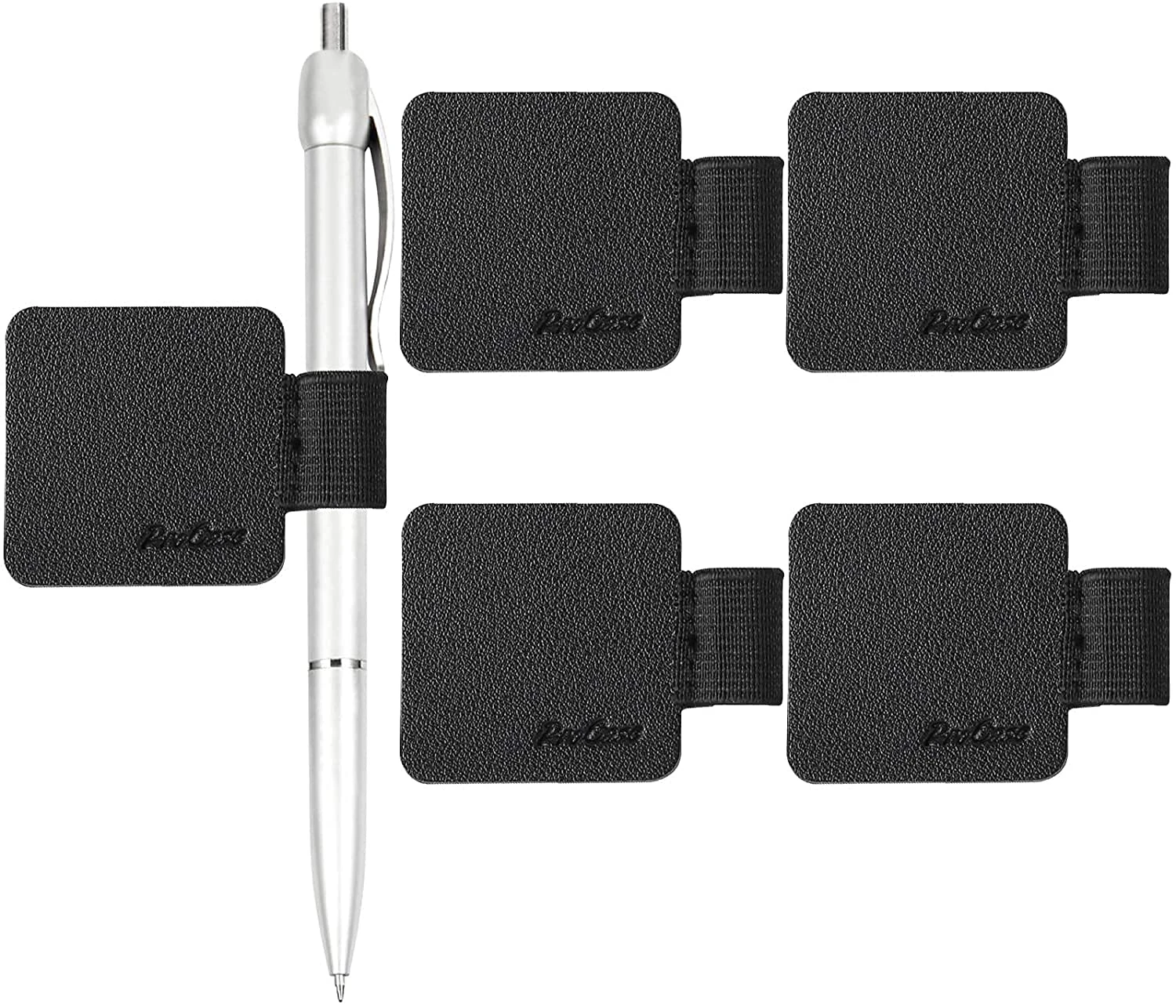 5 PackProCase Self Adhesive Pen Loop Holder, for Dairy Notebooks Journals Planners, Elastic Stick On Pen Holder Stylus Loop -Black
