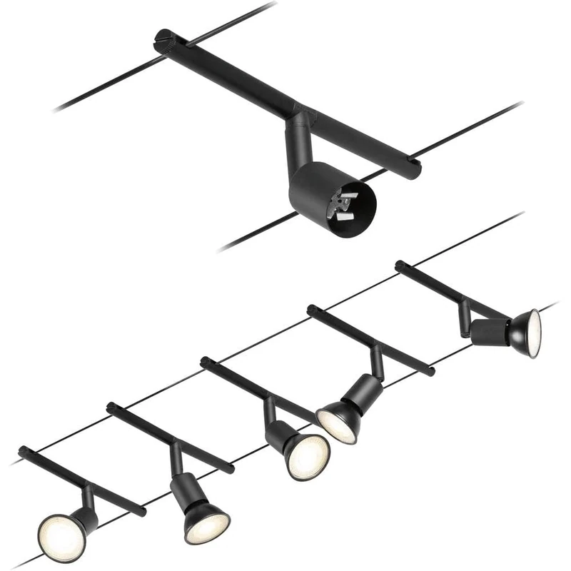Paulmann 94446 CorDuo Lighting Set - Salt DC, Max 5 x 10 Watt Extendable Wire Cable System Matt Black Plastic GU5.3 Without Bulbs
