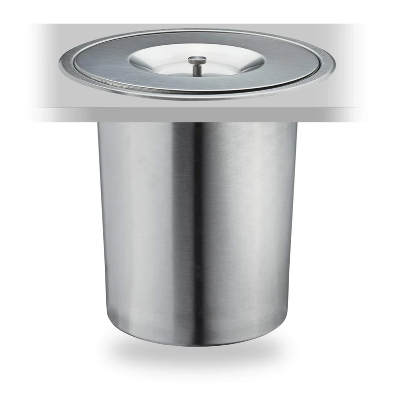 Relaxdays Rubbish Bin, Waste Container, Countertop Waste Paper Basket, Under Desk, HxD 25x27 cm, Stainless Steel, Silver