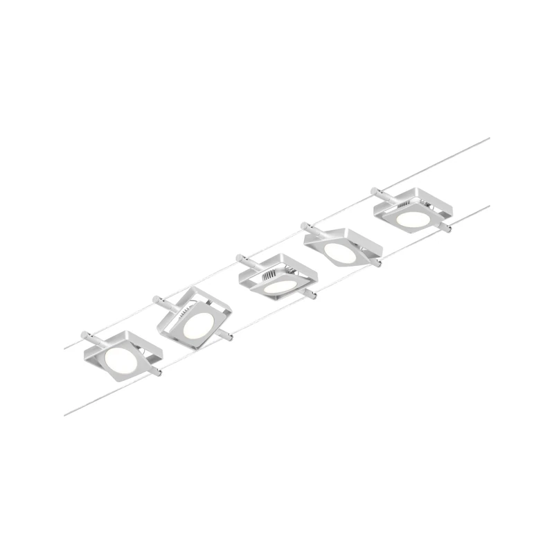Paulmann 94420 LED Cable System Set RoundMac DC incl. 5 x 4.5 Watt Expandable Chrome Matt Chrome Wire Rope Metal 3000 K