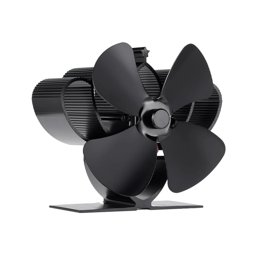 COMBIUBIU 4 Blade Mini Woodburner Stove Fan Heat Powered Log Burner Fan for Wood Burning Stove/Silent Operation Heat Distribution for Wood/Log Burner/Fireplace