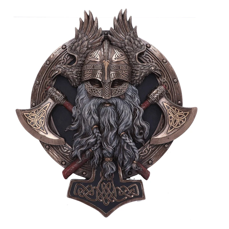 Nemesis Now Bronze For Valhalla Viking Axe Hammer Raven Wall Plaque, 27cm