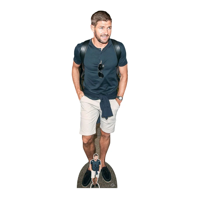 CS887 Star Cutouts Steven Gerrard Lifesize Cardboard Cutout with Mini – 184cm Football Legend & Manager Standee Party Decoration