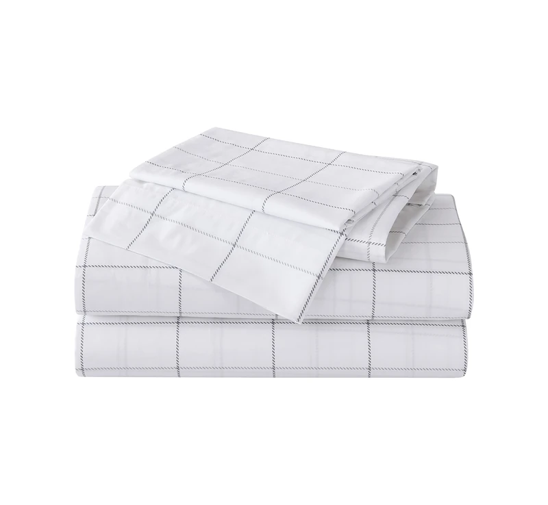 Eddie Bauer Home Sheets Cotton Percale Crisp and Cool Stylish Home Decor Full Northern Plaid Grey/White Duvet Cover Set