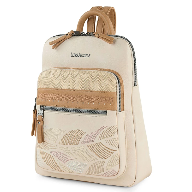 Lois - Backpack Womens. womens backpacks fashionable Travel Backpack with Double Handle and Adjustable Straps for the Back. Ladies Backpacks PU Material, Beige