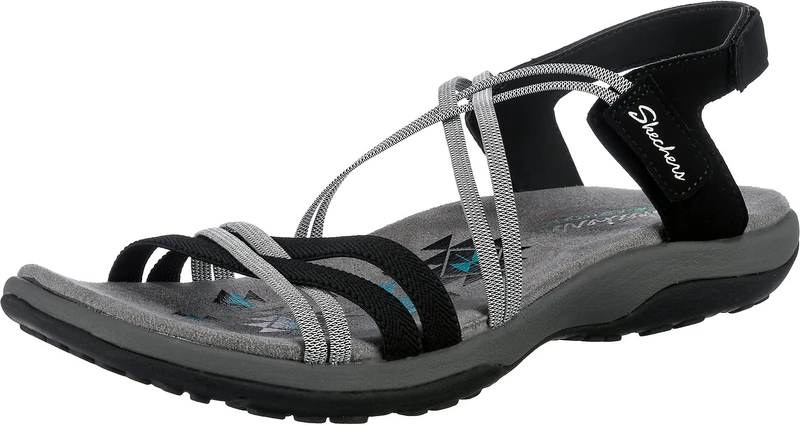 Skechers Women's Reggae Slim Takes Two Sandal, Black, 5 UK