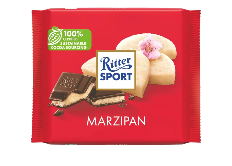 Ritter Sport Marzipan Dark Chocolate Bar, 100g, Chocolate Sharing Bar