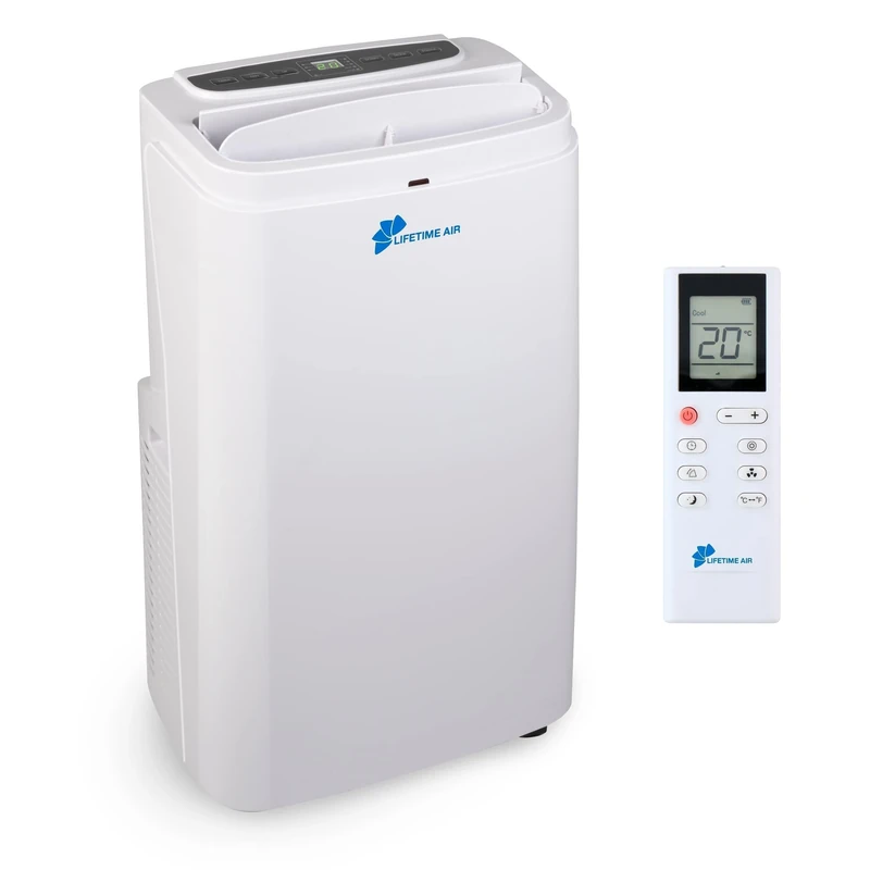 Lifetime Air Mobile Air Conditioning - Air Conditioning, Dehumidifier, and Fan - Air Cooler with Exhaust Hose - Air Cooler 65dB - Air Conditioner up to 78m2 - Remote Control and Timer - 12000BTU