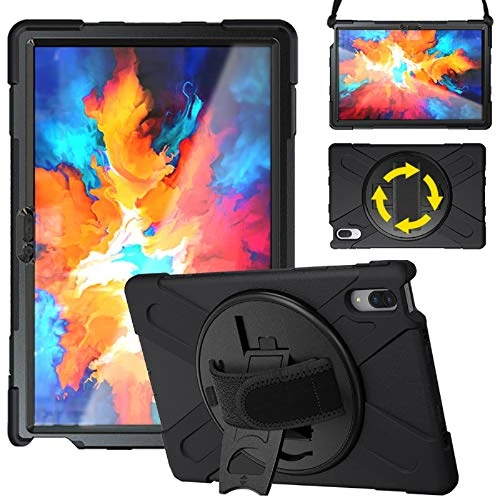 Junfire Lenovo Tab P11 Pro Case 11 Inch 2020 Release, Heavy Duty Tab P11 Pro Case with Hand Strap Kickstand Shoulder Belt for TB-J706F/TB-J706L, Black