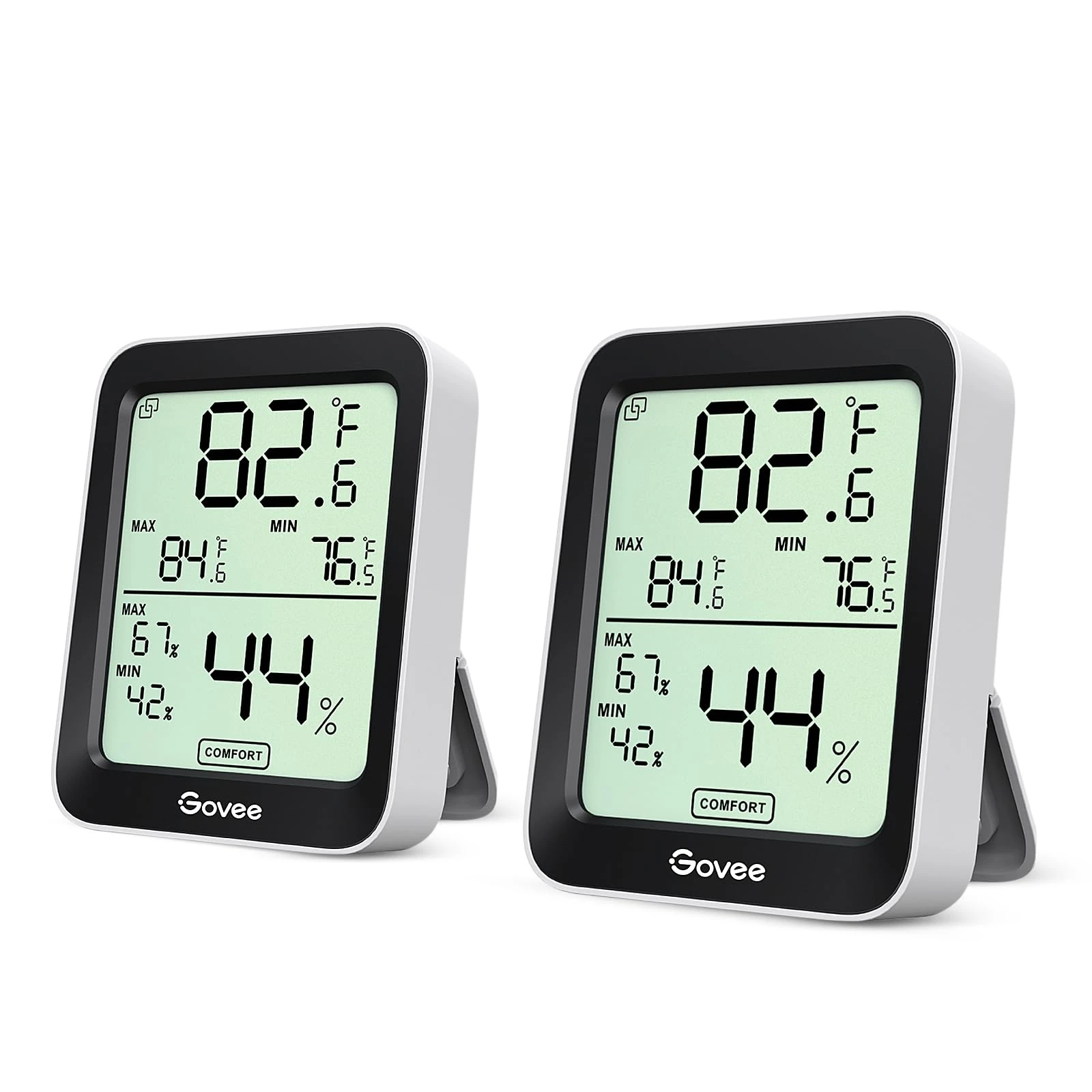 Govee Room Thermometer Hygrometer, 2Pack Bluetooth Digital Indoor Humidity Meter with Smart Alert and Data Storage, Temperature Monitor for Baby Greenhouse
