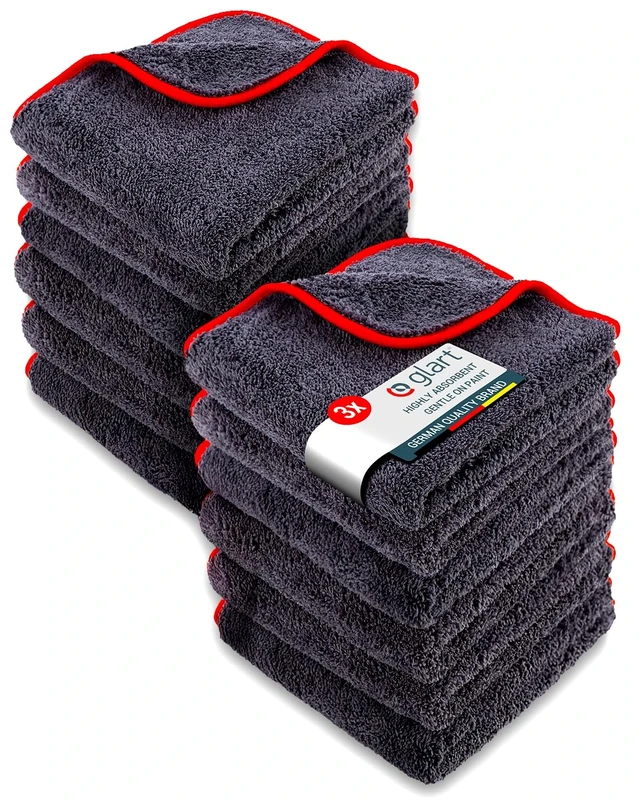 Glart polishing cloth car drying cloth set of 12 - premium microfiber cloths car extra absorbent & ultra soft - 40x40cm