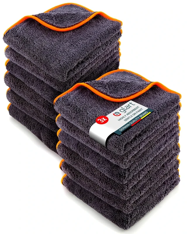 Glart Polishing Cloth Car Drying Cloth Set of 12 - Premium Microfiber Cloths Car Extra Absorbent & Ultra Soft - 40x40cm