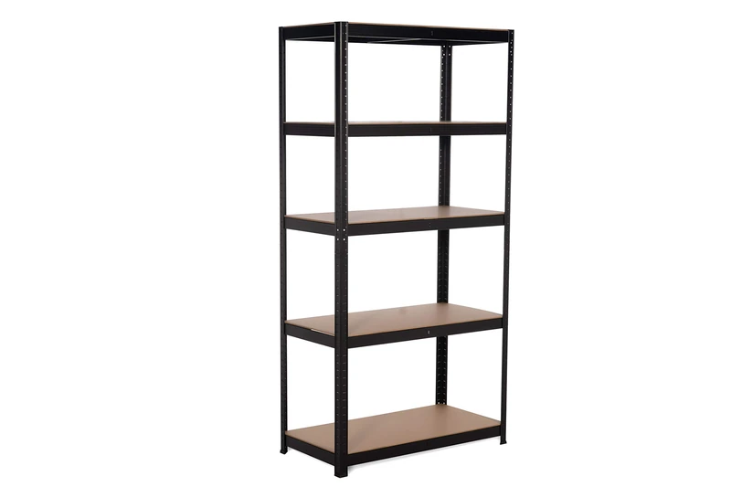 Kithome MAX Storage Shelf 5, 150x75x30cm, 175kg per Shelf, Painted in Black and MDF, GALVA 5B7530175K, Steel, 75x30cm - Image 1