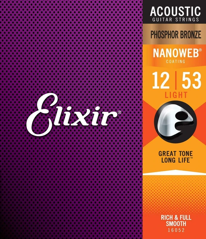 Elixir Light Phosphor Bronze Acoustic Strings 0.012-0.053 - Long Life