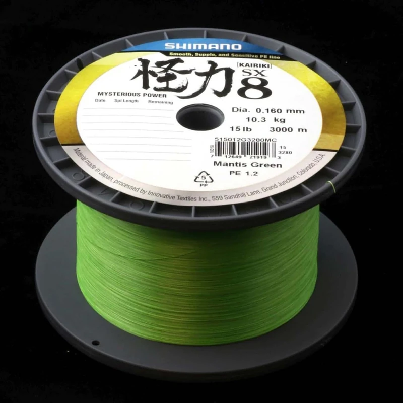 Shimano Line Kairiki 8 3000m 0.19mm 12.0kg M Green Fishing Line